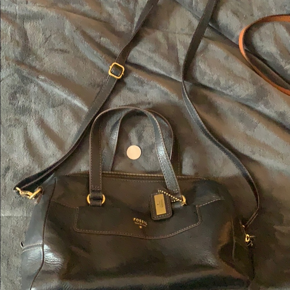 Large Black Fossil crossbody bag